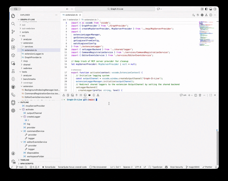 Graph-It-Live dependency graph in VS Code